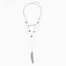 Feather-Pendant-Multilayer-Necklace-Silver