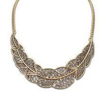Leaves-Collar-Bone-Necklace-Chain-Bronze