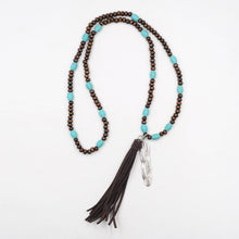 Leather-Tassel-Turquoise-Wood-Beads-Feather-Necklace