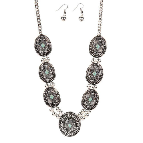 Concho-Antique-Silver-Turquoise-Neclace-Set