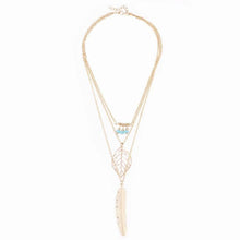 Gold-Feather-Triple-Layer-Necklace