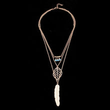 Silver-Feather-Leaf-Triple-Layer-Necklace
