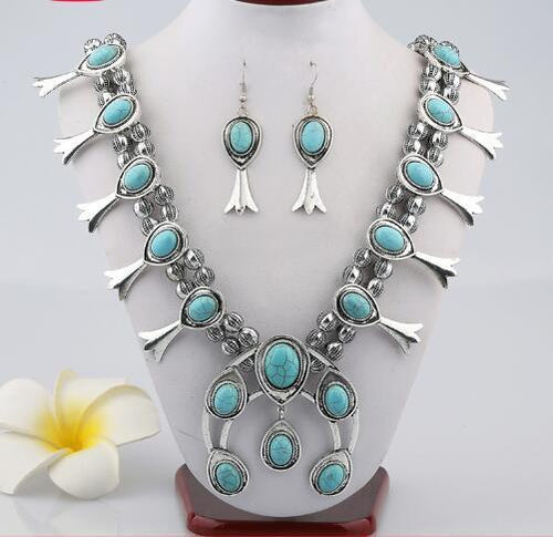 Squash-blossom-Necklace-and-Earring-Set-Turquoise